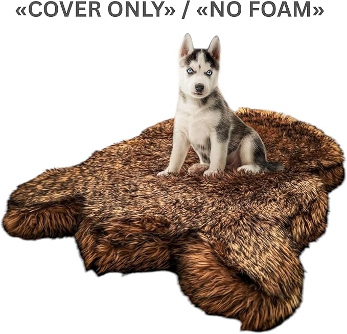 IHAPPYDOG Replacement Dog Bed Cover, Machine Washable (Brown, Large/Extra Large 50x30)