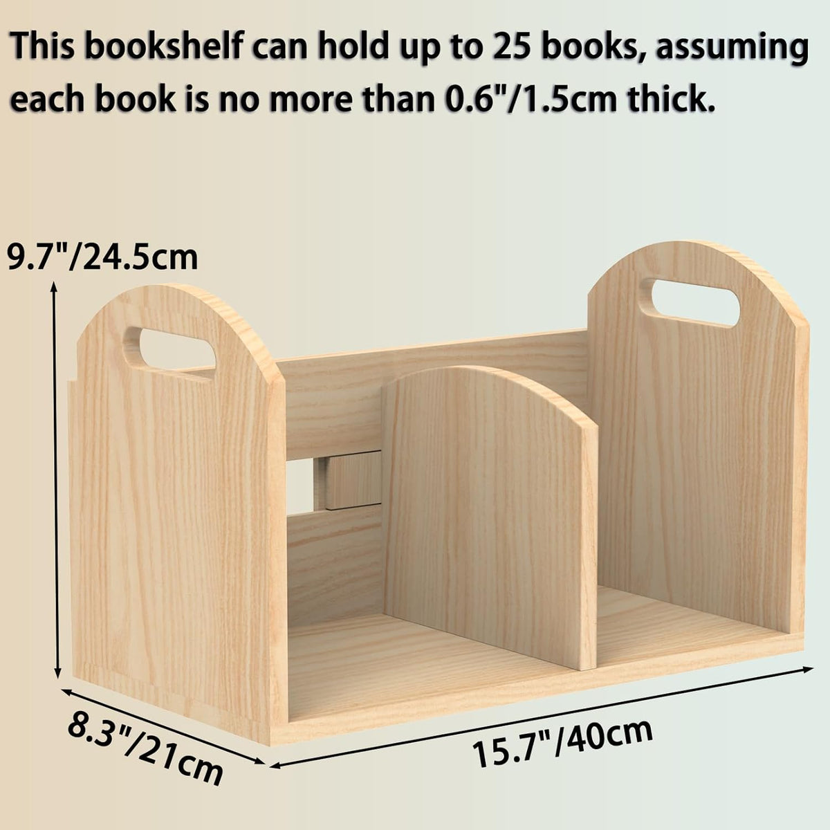 Wood Desktop Bookshelf, Upright Tabletop Book Shelf With Adjustable Divider Secure Books in Place, Desk Shelf for Top of Desk in Living Room, Home, Office, Perfect for Books, Cookbooks, Magazine, File