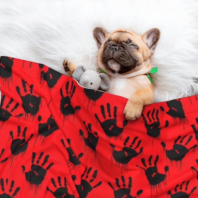 Pet Blanket for Couches and Beds, Funny Bloody Horror Halloween Theme, Reversible Double Sided Plush Design with Soft Bumpy Texture and Smooth Surface, Furniture Protector