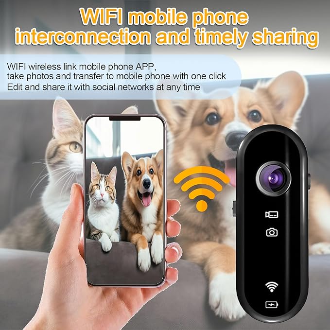 Cat Camera Collar, 1080P Cat Collar Camera with 32G SD Card, 360° Rotating Direct Recording Camera for Cat Dog, Outdoor Anti-Lost Action Camera Collar for Video Records Pets