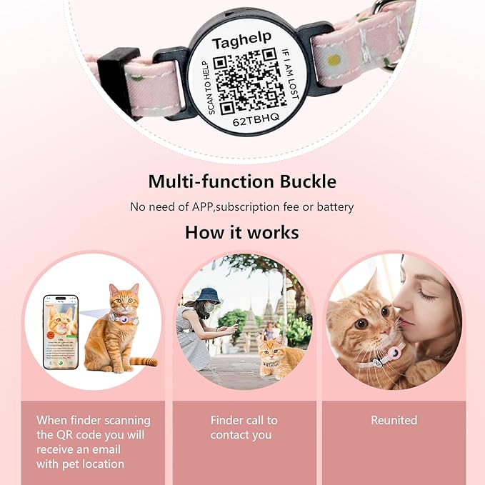 4 PCS Cute Flower Cat Collar with QR Code ID, 4-Pack Safety Breakaway Kitten Collars Set with Bell, Adjustable Gift for Cat Lovers