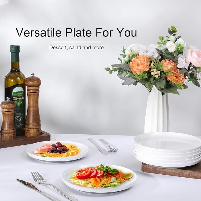 Webbylee Melamine Dessert Plates Set of 6-7.5" Serving Durable Dishes Perfect