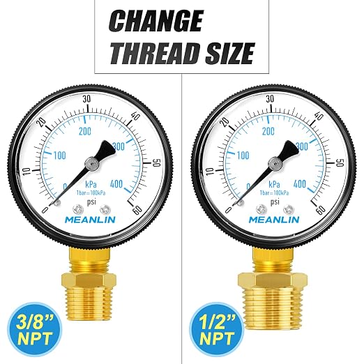 MEANLIN MEASURE 1/4" NPT 0-60Psi 2" FACE DIAL Swimming Pool Water Pressure