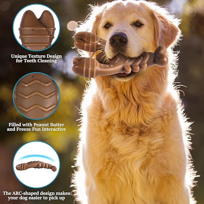 NEZIN Dog Toys for Aggressive Chewers, Indestructible Toys for Large Dogs, Dog Chew for Large Medium Small Breed, 3 Pack Super Chewer with Tough Nylon, Gift for Dogs
