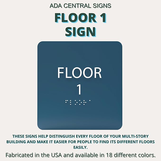 Khaki w/Black ADA Floor 1 Sign with Braille – Made from Durable Acrylic and Ready to Mount