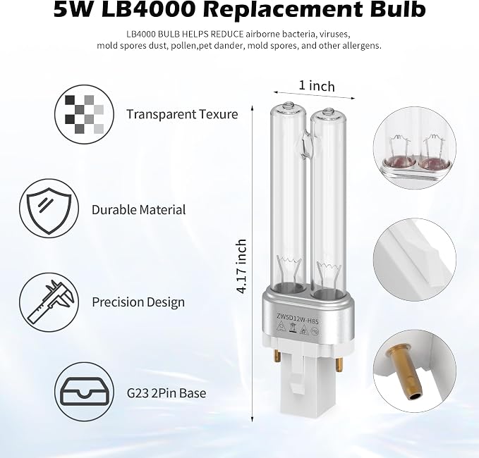 4 pack FLT4825 HEPA Replacement Filter B ＆ LB4000 Bulb