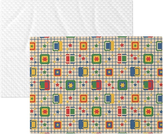 Reversible Pet Blanket for Easy Cleaning Maintenance, Abstract Mid Century Modern Grid, Double Sided Plush Dot Design Means Double Use Between Washes for Convenience