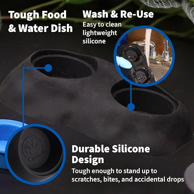 Pangea Ultimate Eco Dish, Crested Gecko Food and Water Bowl for Terrestrial Lizards, Durable Silicone Feeding Accessory for Reptile Terrariums 3.125in x 5.5in (Turquoise Marble)