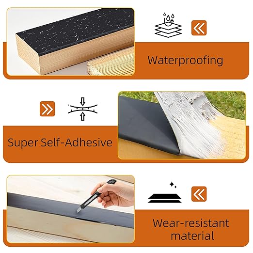 Butyl Joist Tape for Decking 2''×50', 4 Rolls Weather-Resistant Deck Joist Tape 2 inch, Waterproof and Anti-Corrosion Joists Deck Tape,Self-Adhesive Flashing Joists Tape for Wood Decks Beams Roof