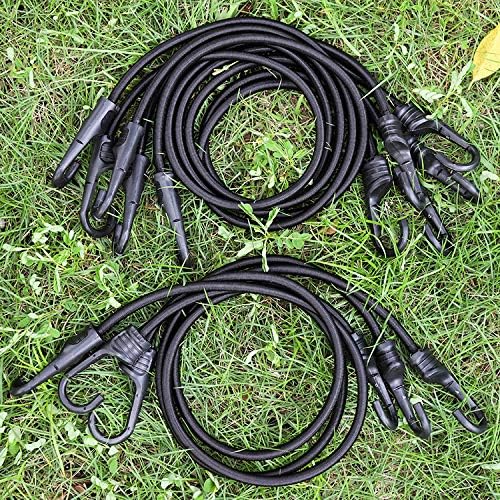 ZHOUBIN 48 Inch Black Bungee Cords with Hooks Heavy Duty, 2 Pcs