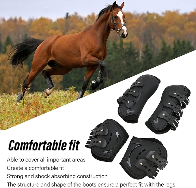 Horse Leg Protector Shock Absorption Breathable Open Front Tendon Boots for Jumping Show Riding (Medium)