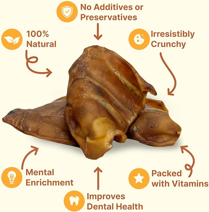 Gaines Pet Pig Ears for Dogs - 40 Pack, Thick Cut, All-Natural Whole Ears - No Additives Or Hormones, Safe Rawhide Alternative, Dental Health, Easy to Digest, Great for Small to Large Dogs