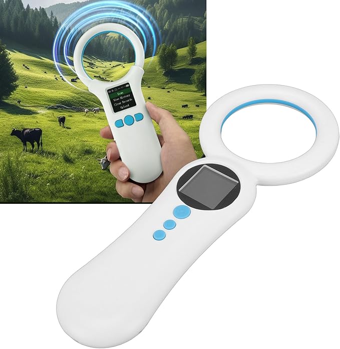 Pet Microchip Scanner, 500 Records Rechargeable Animal Chip Reader with 1.44in Screen, Supports FDX B & EMID for Dogs Cats, Upload to PC