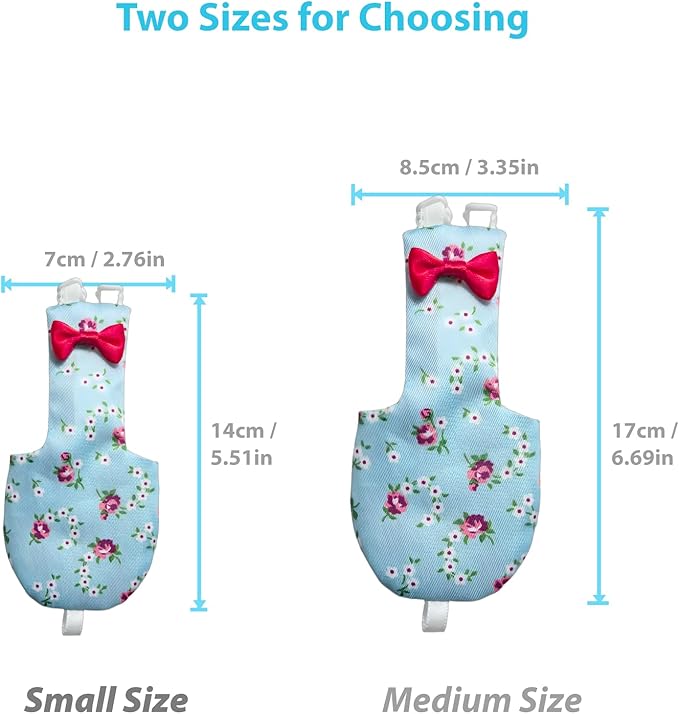 UKJENT Bird Diaper Protective Parrot Nappy - 2 Pack, Reusable Flight Suit with Waterproof Inner Layer, Washable Cute Urine Wet Suit for Parakeet Cockatiel Mini Macaw Budgie Canary(M)
