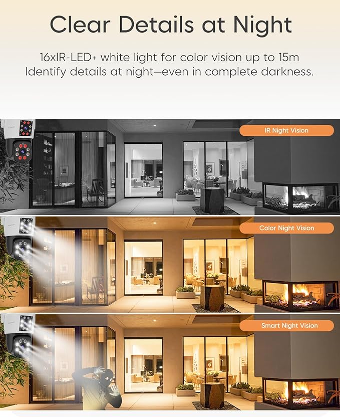 VSTARCAM 2MP+2MP Outdoor Security Camera, 2K Dual Camera, 360° Monitoring, Custom Alarm Sound, Full Color Night Vision, 2-Way Audio, 2.4GHz WiFi, PIR Motion Sensor,Real Time Notifications