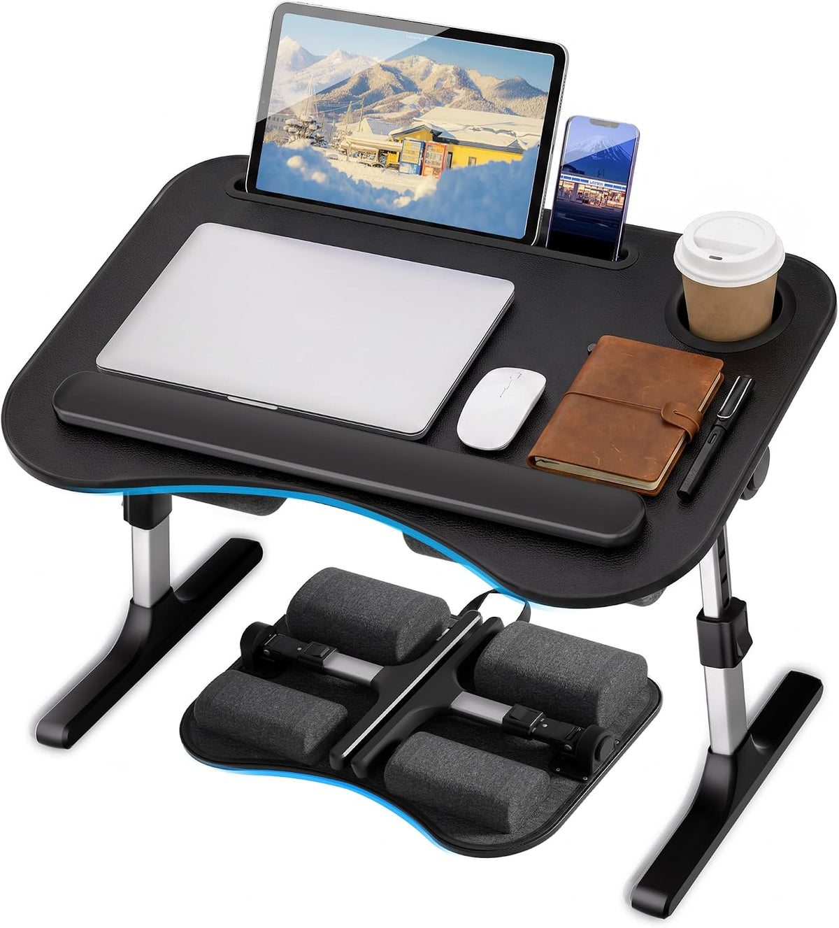 Aothia Foldable Adjustable Lap Desk for Laptop, Bed & Couch, Black