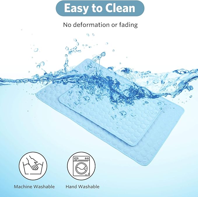 SHEJIZE Dog Cooling Mat Dog Cooling Pad Self Cooling Blanket, Washable Cooling Mat for Dogs, Pet Cooling Mat Keeps Pets Cool in Summer Heat, Resuable Fabric Cooling Mat (Blue, 28x40inch)