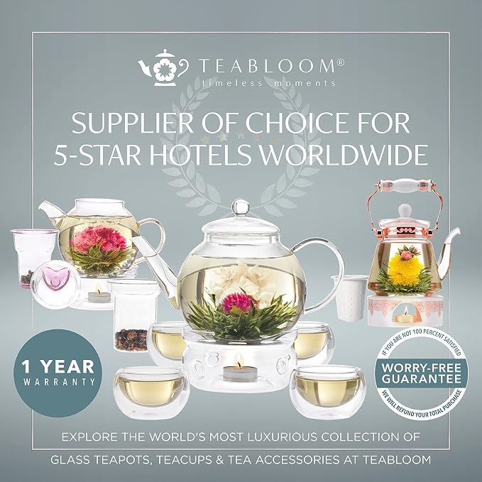Teabloom Kyoto Teacup and Saucer Set 2-Pack – Standard Teacup Size – 6 OZ/ 180