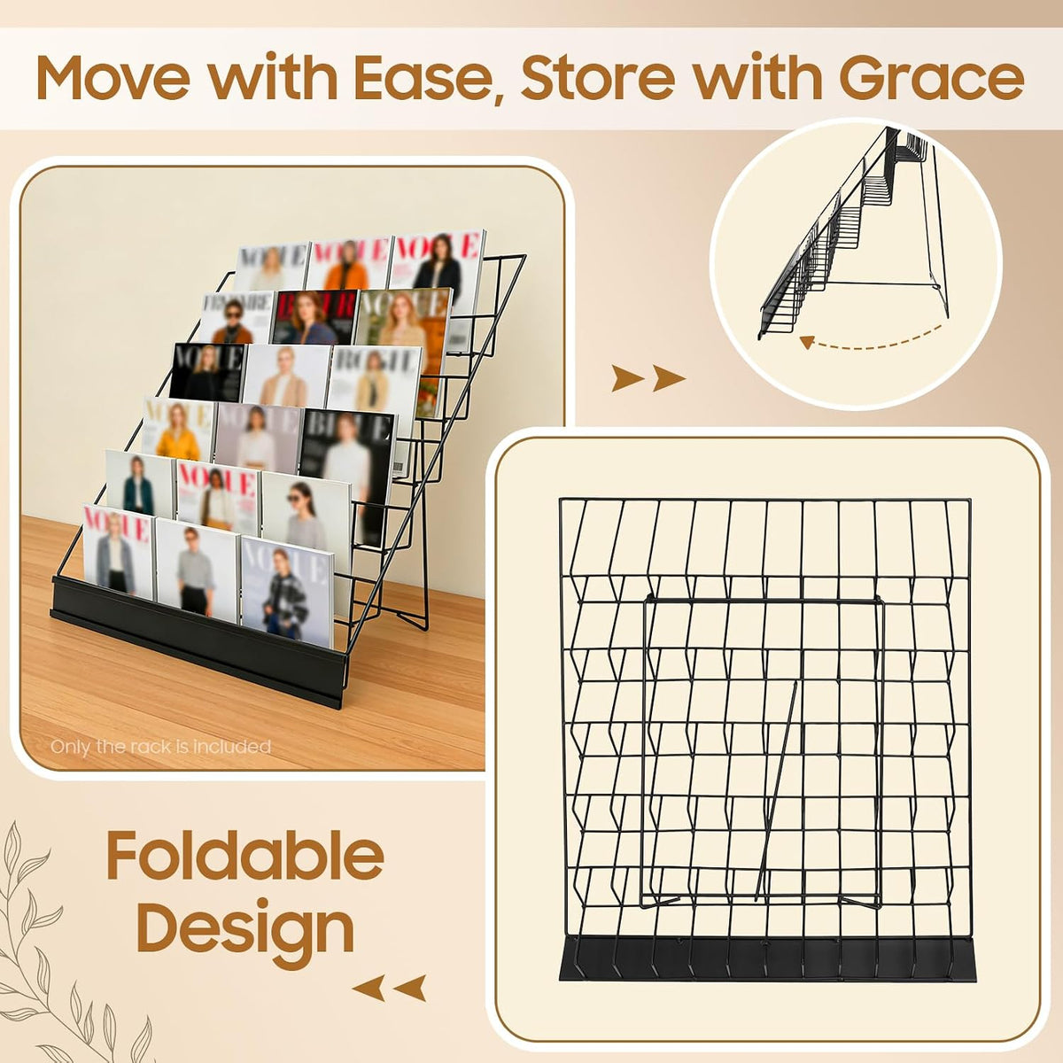 6 Tier Wire Book Display Rack Shelf, Black Book Signing Rack Tabletop Magazine Comic Display Racks for Library Classroom Picture Literature Brochure, Card Shelf Holder Stand 18" x 11" x 17.5"