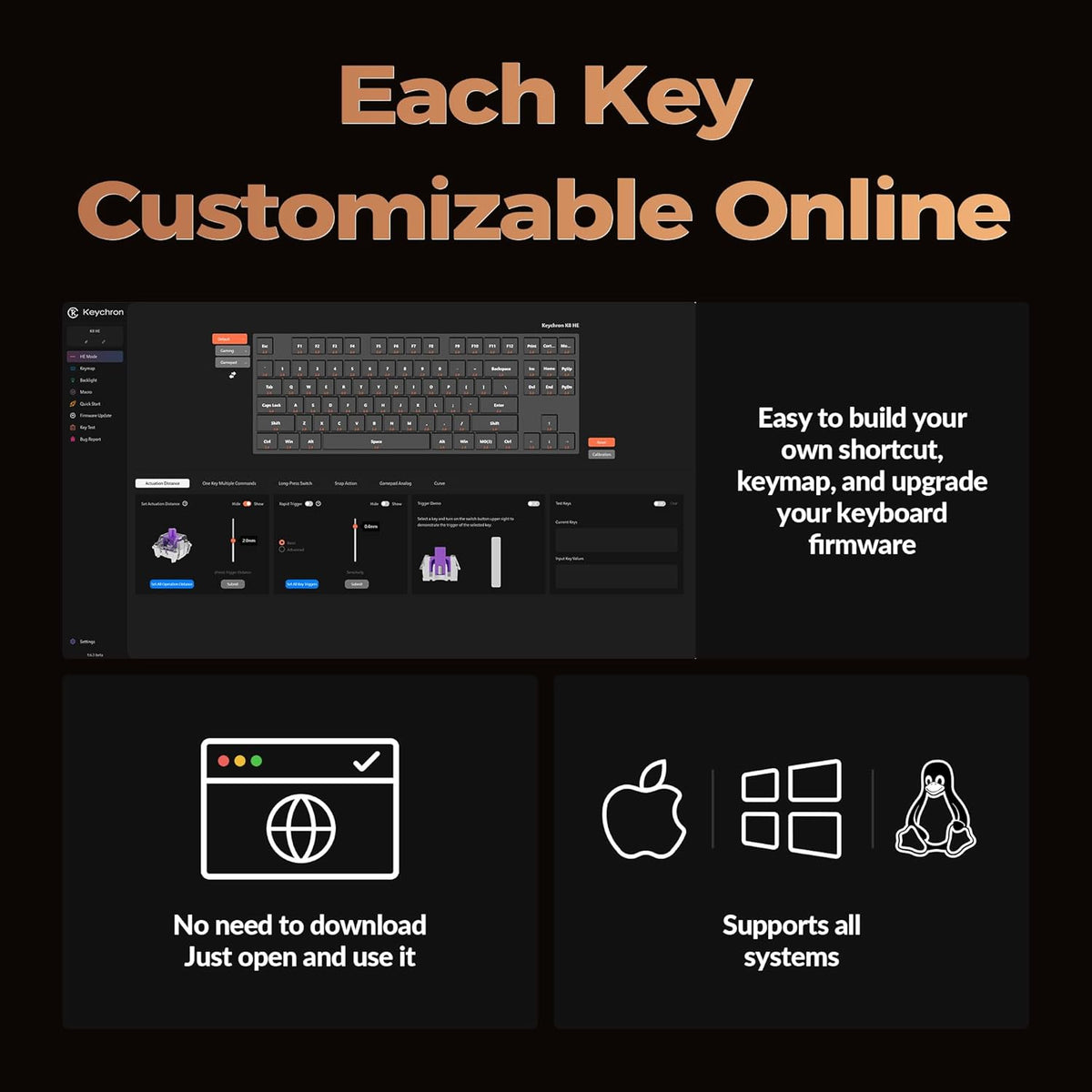 Keychron K8 HE TKL Wireless Custom Mechanical Keyboard, Hall Effect 80%