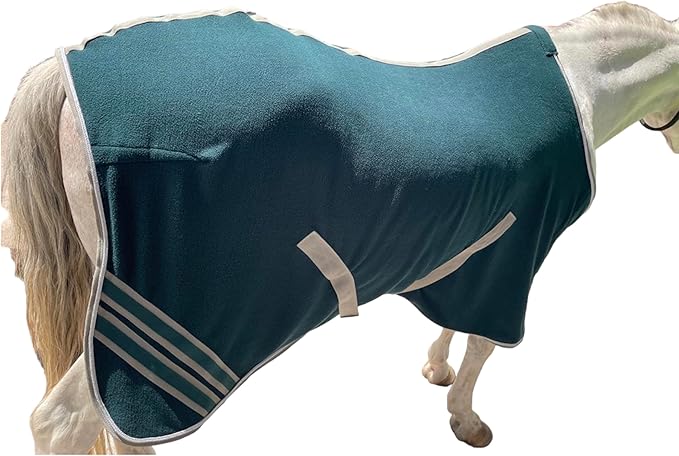 Majestic Ally Anti Pill Fleece Horse Blanket/Sheet with Silver Braided Rope (Hunter Green, 82)