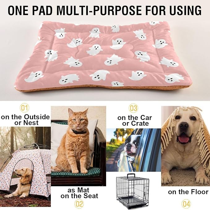 Pet Bed Halloween Ghost Dog Bed Mat Absorbing Non Slip Pad Pet Sleeping Mat for Small, Medium, and Large Dogs Puppy Cat 36 in x 24 in