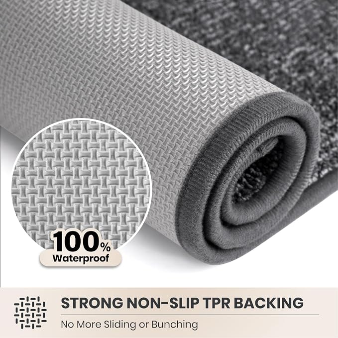 PURRUGS Dirt Trapping Door Mat Half Round 24" x 35.5", Non-Slip Machine