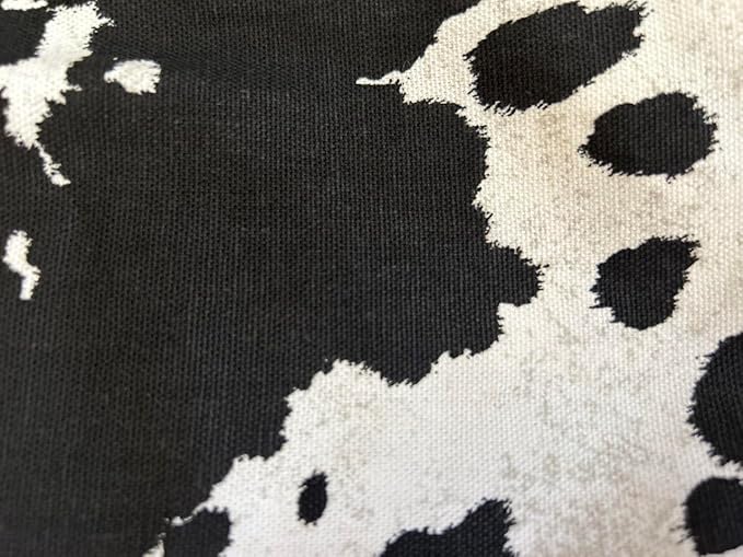 Organic Cotton Canvas Dog Bed: Removable Cover, Natural Fill - Made in USA (Cow Print Black White, Large 35" x 8" inches)