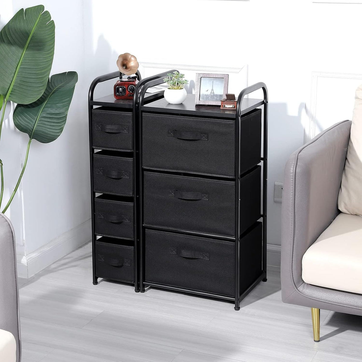 MAX Houser Dresser Storage with 3 Fabric Drawers, Black