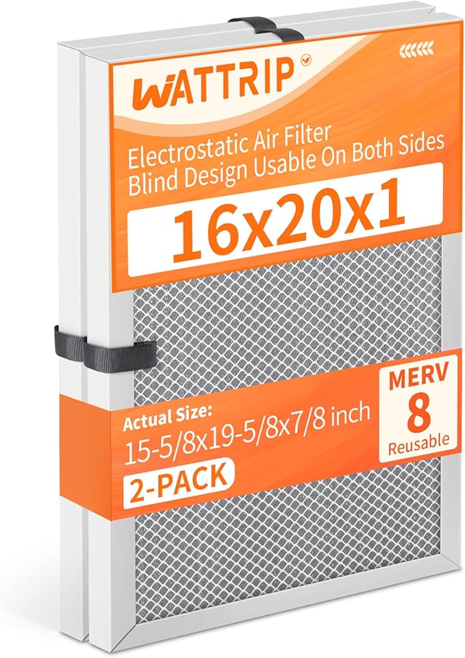 2-Pack 16x20x1 MERV 8 Reusable & Washable Electrostatic Air Filters