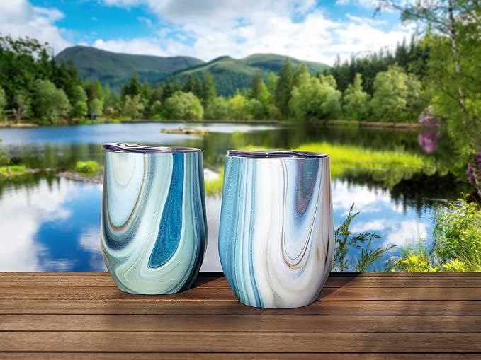 CHILLOUT LIFE 12 oz Stainless Steel Wine Tumblers 2 Pack