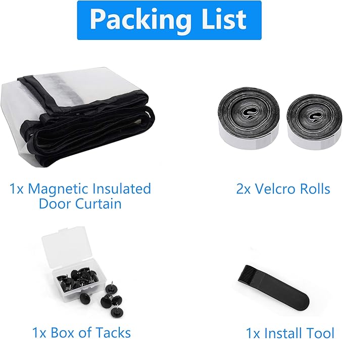 RELIANCER Magnetic Thermal Insulated Door Curtain,Waterproof EVA Door Cover,Fit Doors Size Up to 40"x96",Temperature Protection Insulated Doorway Curtain Partition,Patio Self-Closing Doors Net Screen