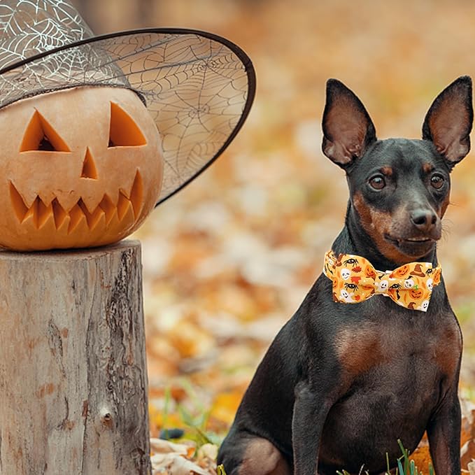 Halloween Dog Collar, Pet Collar Bow Fall Pet Collar Girl Boy Holiday Pet Collars Gift Bow Cute Soft Puppy Collars for Large Dogs