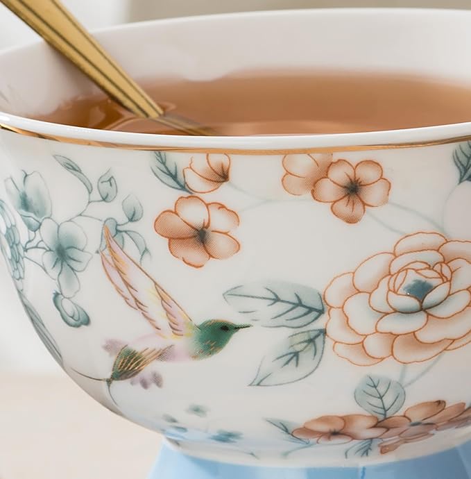 Jusalpha Porcelain Tea Set, 4 Cups and Saucers