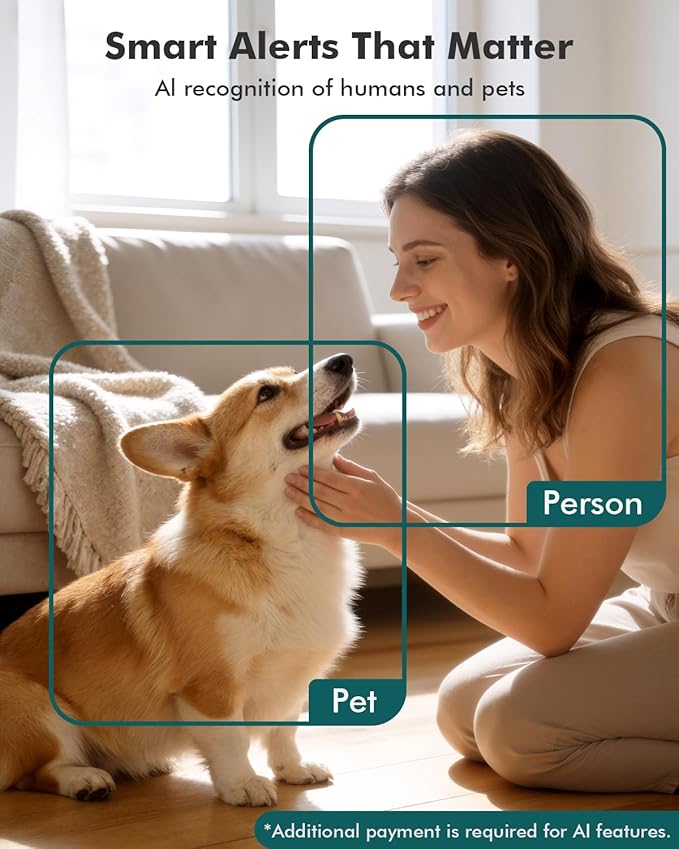 Dzees 2K Indoor Security Camera 2 Pack, 360 Degree WiFi Pet Camera with Phone App, 5G and 2.4G, Wired Home Camera with 2-Way Audio, Motion Tracking, Night Vision, Black