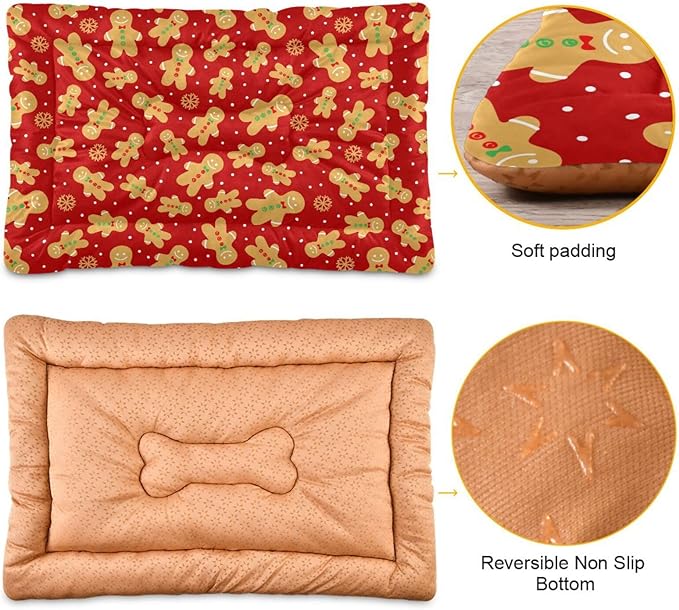 Pet Bed Christmas Gingerbread Cookie Dog Bed Mat Absorbing Non Slip Pad Pet Sleeping Mat for Small, Medium, and Large Dogs Puppy Cat 36 in x 24 in