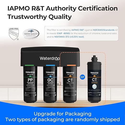 Waterdrop TSB 8 Layer Under Sink Water Filter, Bad Taste & Odor,