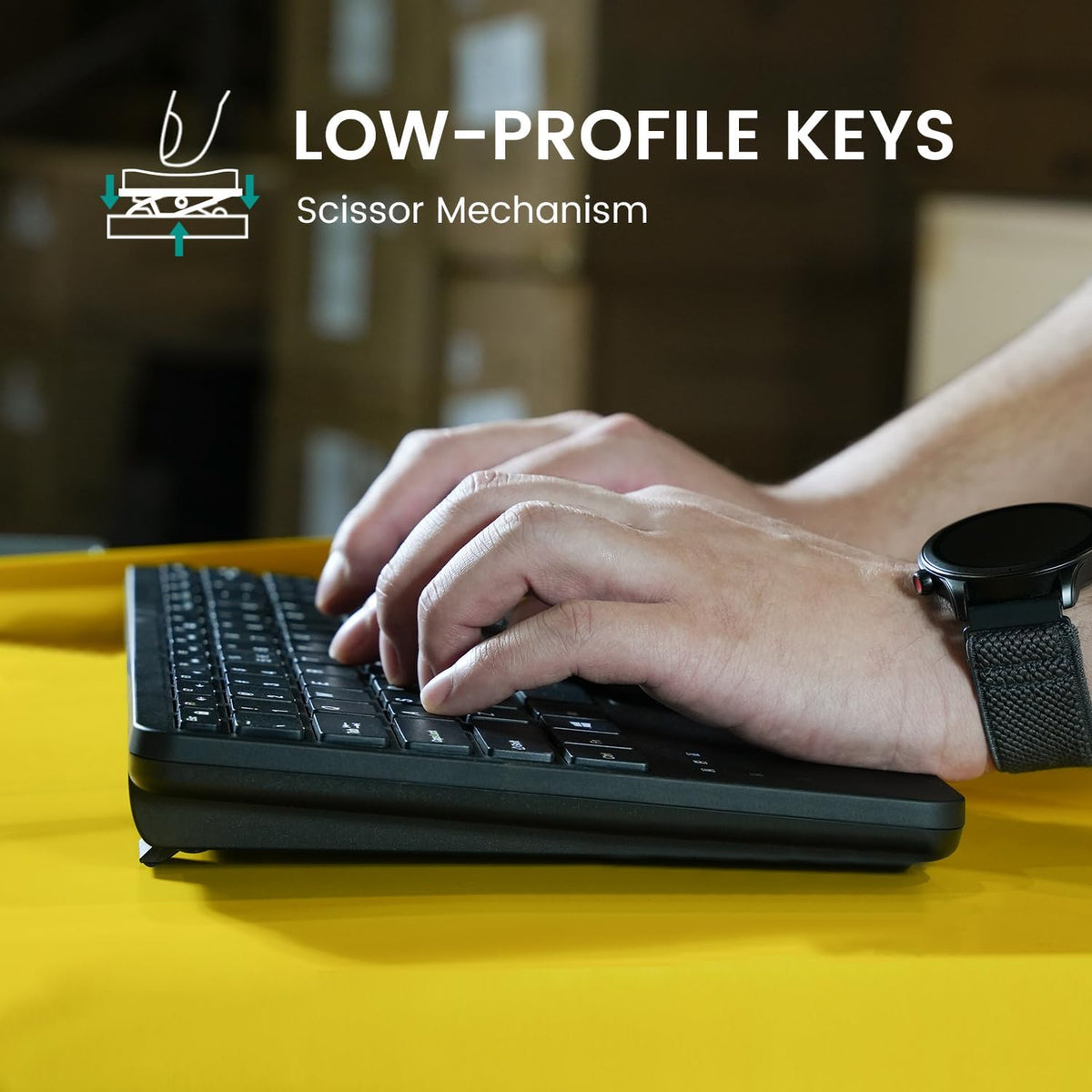Perixx PERIBOARD-725 Wireless Keyboard with Touchpad, Multi-Device Connection via 2.4G & Bluetooth, Silent Scissor Keys, Compact 11.18x7.17x1.1 Inches, US English