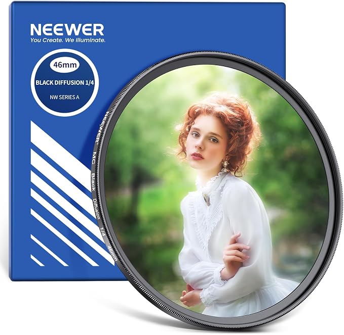 NEEWER 46mm Black Diffusion 1/4 Filter Dreamy Soft Cinematic Camera Lens Effect