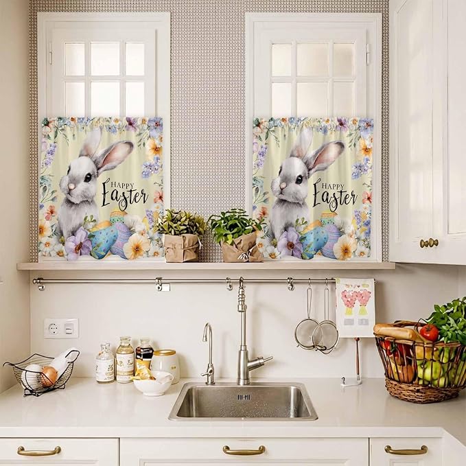 Happy Easter Kitchen Curtains Set 3 Piece