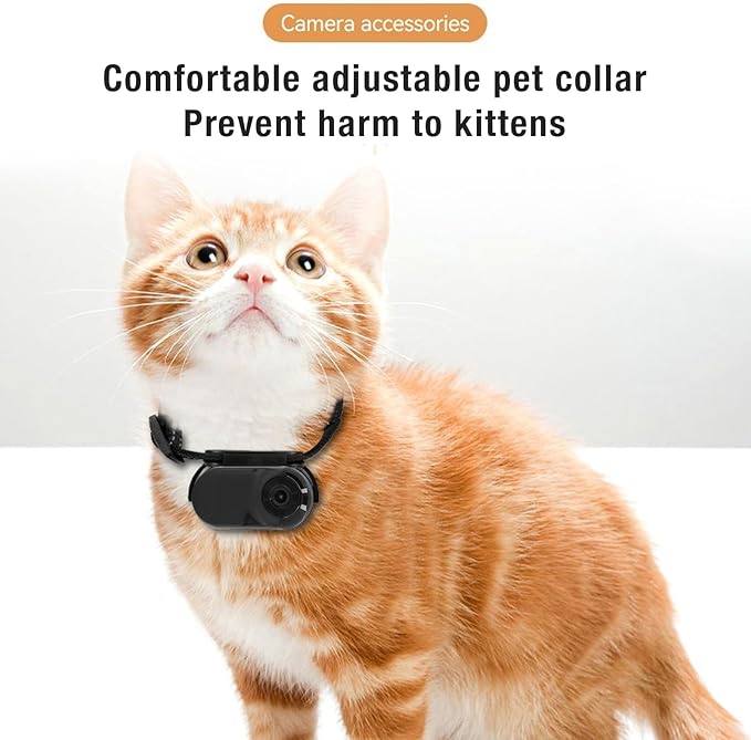 Cat Camera Collar, HD 1080P Dog Collar Camera, 120° Wide Angle Lens, Mini Body Camera Action Camera for Dogs Cats Present Indoor Outdoor, OTG Support (Black)