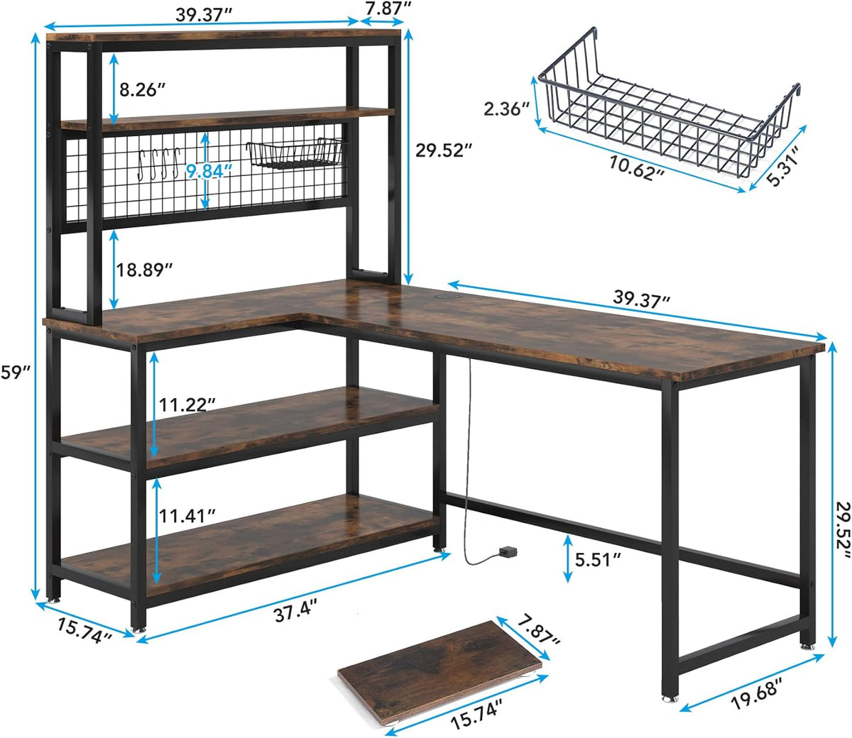 Tribesigns 55" Computer Desk Large Office Desk Study Table (Brown)