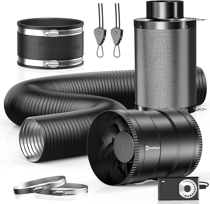 Hon&Guan 6" Air Filtration Kit: 6 Inch Inline Duct Fan