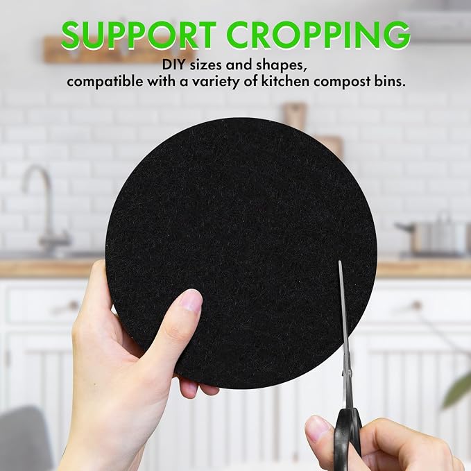 6.5 Inch Kitchen Compost Bin Filters Charcoal Replacement, ENLOY 12 Pack