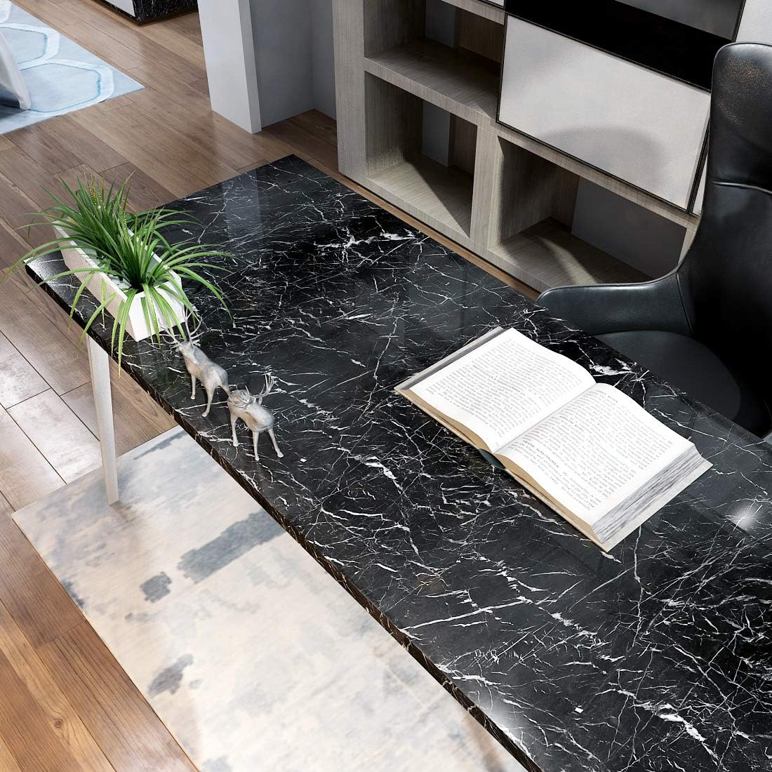YENHOME Large Size 30"X118" Black Marble Peel and Stick Countertops Wrap for Kitchen Bathroom Waterproof Black Marble Contact Paper Self Adhesive Marble Peel and Stick Wallpaper Glossy Marble Paper