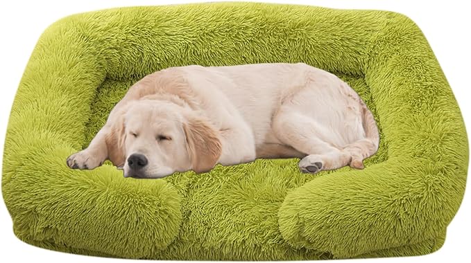 Dog Beds Large Sized dog Orthopedic, Sofa Dog Bed with Waterproof Lining and Nonskid Bottom, Rectangle Washable Dog Bed for Medium Small Dogs and Cats Comfortable ( Color : Green , Size : 23 x 18" )