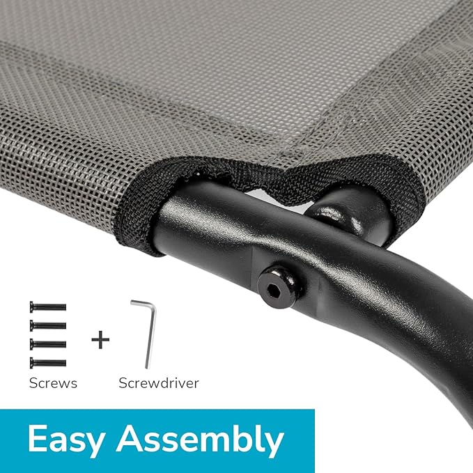 Cooling Elevated Dog Bed,Portable Pet Cot Raised Outdoor Dog Cot for Large Dogs, Installation Requires No Tools, Frame with Washable Breathable Mesh, Anti-Slip Feet, Indoor Pet Bed,43.2 Inches Gray