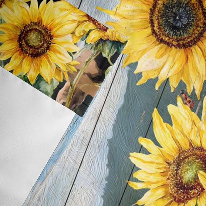 Cow Sunflowers Curtain Valances