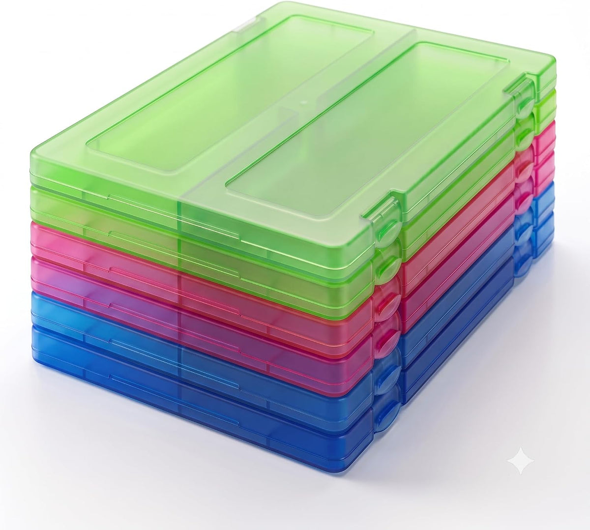 6 Packs A4 Paper Storage Boxes, 8.5 x 11 Plastic Portable Project Case for US letter Size and A4 paper, Plastic Multi-Purpose Thick Scrapbook Storage Box for Office (12.6"L x 9.5"W x 0.94"H)
