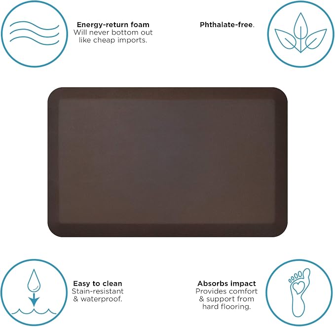 GelPro Anti-Fatigue Designer Comfort Kitchen Floor Mat, Leather Grain Truffle